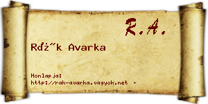 Rák Avarka névjegykártya